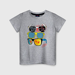 Футболка хлопковая детская Поп арт очки, цвет: меланж