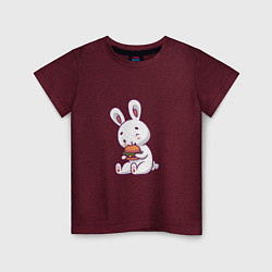 Футболка хлопковая детская Кролик и гамбургер, цвет: меланж-бордовый
