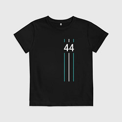 Футболка хлопковая детская Льюис Хэмилтон 44, цвет: черный