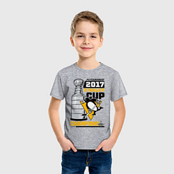 Футболка хлопковая детская Питтсбург Пингвинз НХЛ, цвет: меланж — фото 2