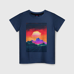 Детская футболка Синтвейв горы на закате