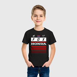 Футболка хлопковая детская Honda racing, цвет: черный — фото 2