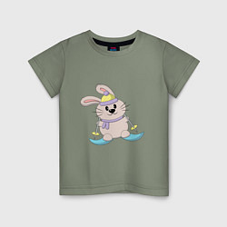 Детская футболка Кролик - лыжник