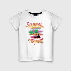 Детская футболка Пальмы на закате в тропиках