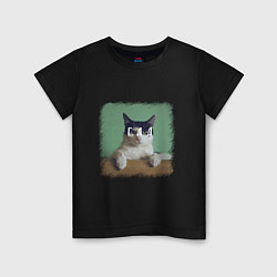 Детская футболка Мем - голодный кот
