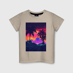 Детская футболка Синтвейв пляж и пальмы