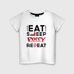 Детская футболка Надпись: eat sleep Poppy Playtime repeat