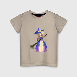 Детская футболка Ведьмочка в шляпе с метлой