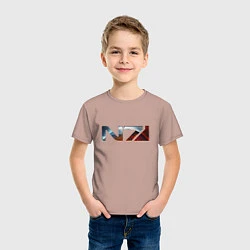 Футболка хлопковая детская Mass Effect N7 -Shooter, цвет: пыльно-розовый — фото 2
