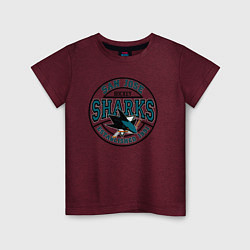 Футболка хлопковая детская San Jose Sharks, цвет: меланж-бордовый