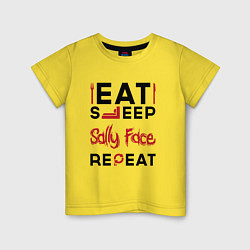 Детская футболка Надпись: eat sleep Sally Face repeat