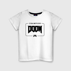 Детская футболка Doom gaming champion: рамка с лого и джойстиком