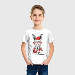 Футболка хлопковая детская Santa Rabbit - Merry Christmas!, цвет: белый — фото 2