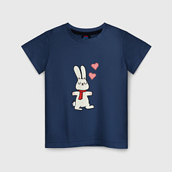Футболка хлопковая детская Кролик с сердечками, цвет: тёмно-синий