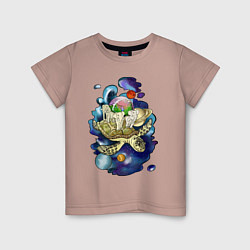 Детская футболка Плоская земля - мир на черепахе