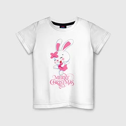 Детская футболка Cute bunny, merry Christmas