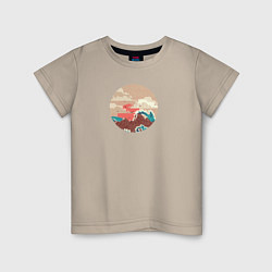Детская футболка Большая океанская волна и пустой остров на закате