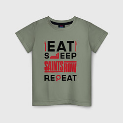 Детская футболка Надпись: eat sleep Saints Row repeat