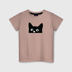 Детская футболка Морда выглядывающего кота