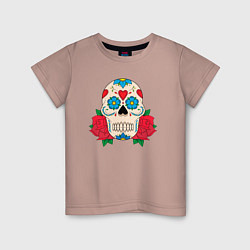 Детская футболка Череп с двумя розами