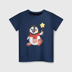 Детская футболка Новогодний праздничный пингвин