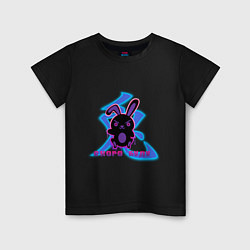 Детская футболка Скоро буду черный кролик с иероглифом