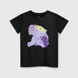 Детская футболка Милый слонёнок с зонтиком