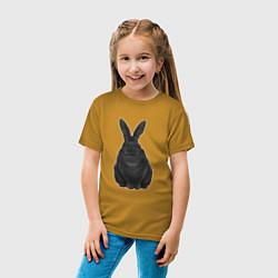 Футболка хлопковая детская Черный водяной кролик - 2023, цвет: горчичный — фото 2
