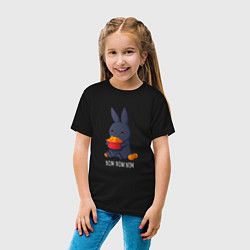 Футболка хлопковая детская Кролик и мандарины - Nom nom nom, цвет: черный — фото 2