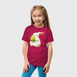 Футболка хлопковая детская Кролик с грушей, цвет: маджента — фото 2
