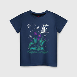 Детская футболка Фиалка среди бабочек и падающего снега