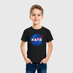 Футболка хлопковая детская Катя в символе Наса, цвет: черный — фото 2