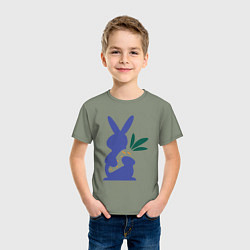 Футболка хлопковая детская Синий кролик, цвет: авокадо — фото 2