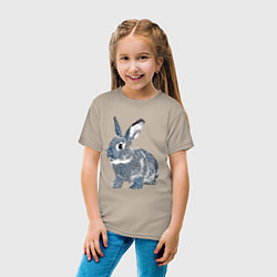 Футболка хлопковая детская 2023 год - год голубого кролика, цвет: миндальный — фото 2