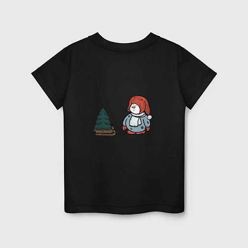 Детская футболка Снеговик с елкой / Черный – фото 2