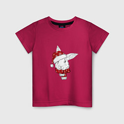 Детская футболка Новогодний кролик в шапке