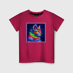 Детская футболка Радужный котёнок - Pop Art