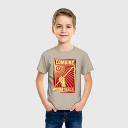 Футболка хлопковая детская Сопротивление комбайнам, цвет: миндальный — фото 2