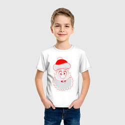 Футболка хлопковая детская Лицо Деда Мороза, цвет: белый — фото 2