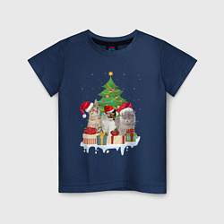Детская футболка Коты и елка с подарками