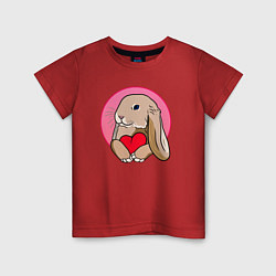 Футболка хлопковая детская Кролик с красным сердечком, цвет: красный