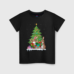 Детская футболка Кролики елка и подарки