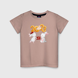 Детская футболка Зайчики с подарком - 2023