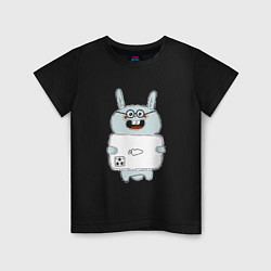 Детская футболка Кролик с модным телефоном