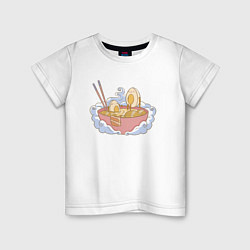 Детская футболка Каваи яйца в миске для рамена с лапшой