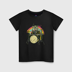 Детская футболка Зомби кот барабанщик