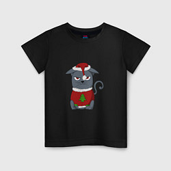 Детская футболка Недовольный новогодний кот