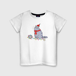 Детская футболка Кошка Хлоя новогодняя