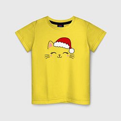 Детская футболка Кошачья мордочка - Новогодняя