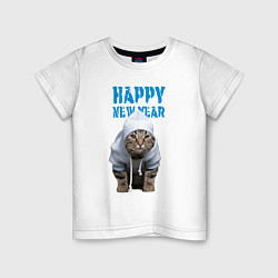 Детская футболка Happy New Year - Прикольный котик
